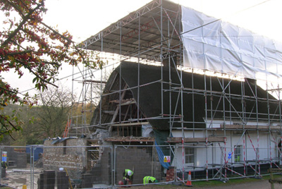 large project complete scaffolding cover